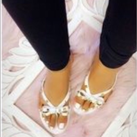 White gold studded jelly sandals. - Picture 2 of 6